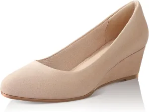 Ankis Black Nude Silver Gold Wedges for Women, Low Heel Women's Wedge Comfortable Closed Toe Women Pumps Dress Shoes -2Inch