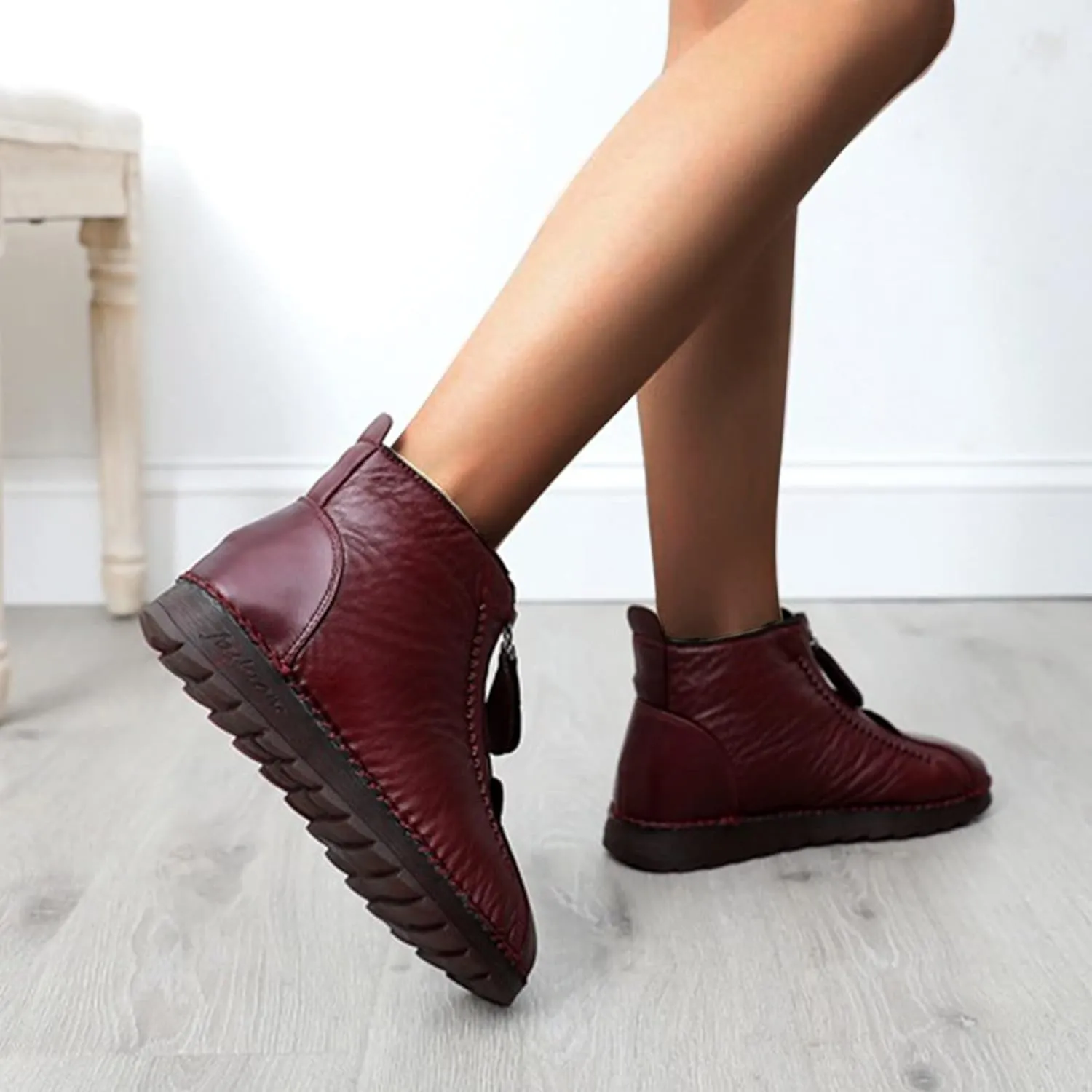 Ankle Boots for Women Low Heel Leisure Women's Velvet Zipper Snow Boots Padded Plus Cotton Winter Women’s Ankle Boots