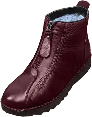 Ankle Boots for Women Low Heel Leisure Women's Velvet Zipper Snow Boots Padded Plus Cotton Winter Women’s Ankle Boots