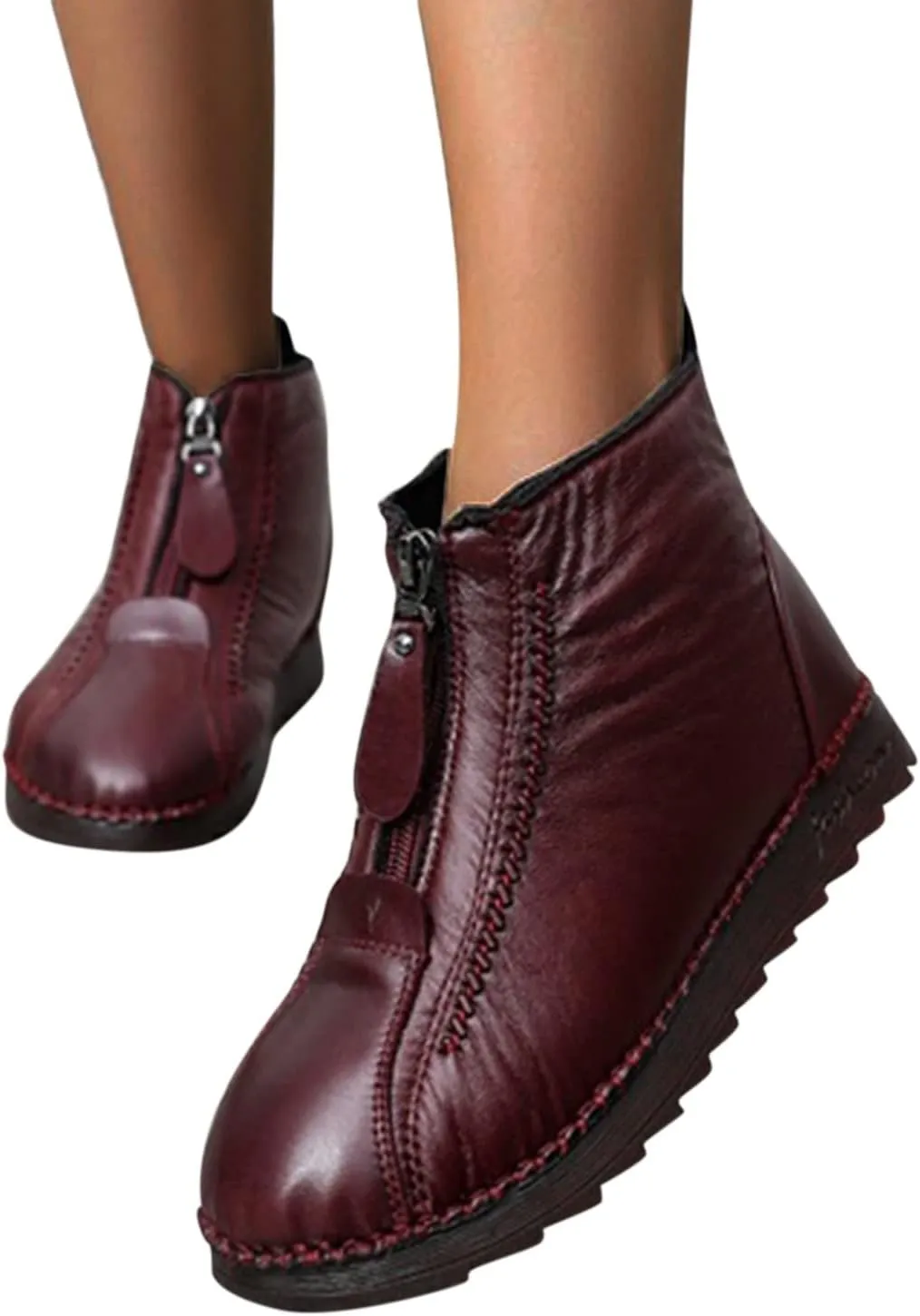 Ankle Boots for Women Low Heel Leisure Women's Velvet Zipper Snow Boots Padded Plus Cotton Winter Women’s Ankle Boots