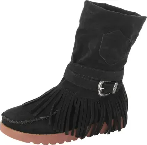 Ankle Boots for Women Womens Fall Boots Casual Fashion Retro Toe Short Women's Fringe Boots Round Flat Women's Boots