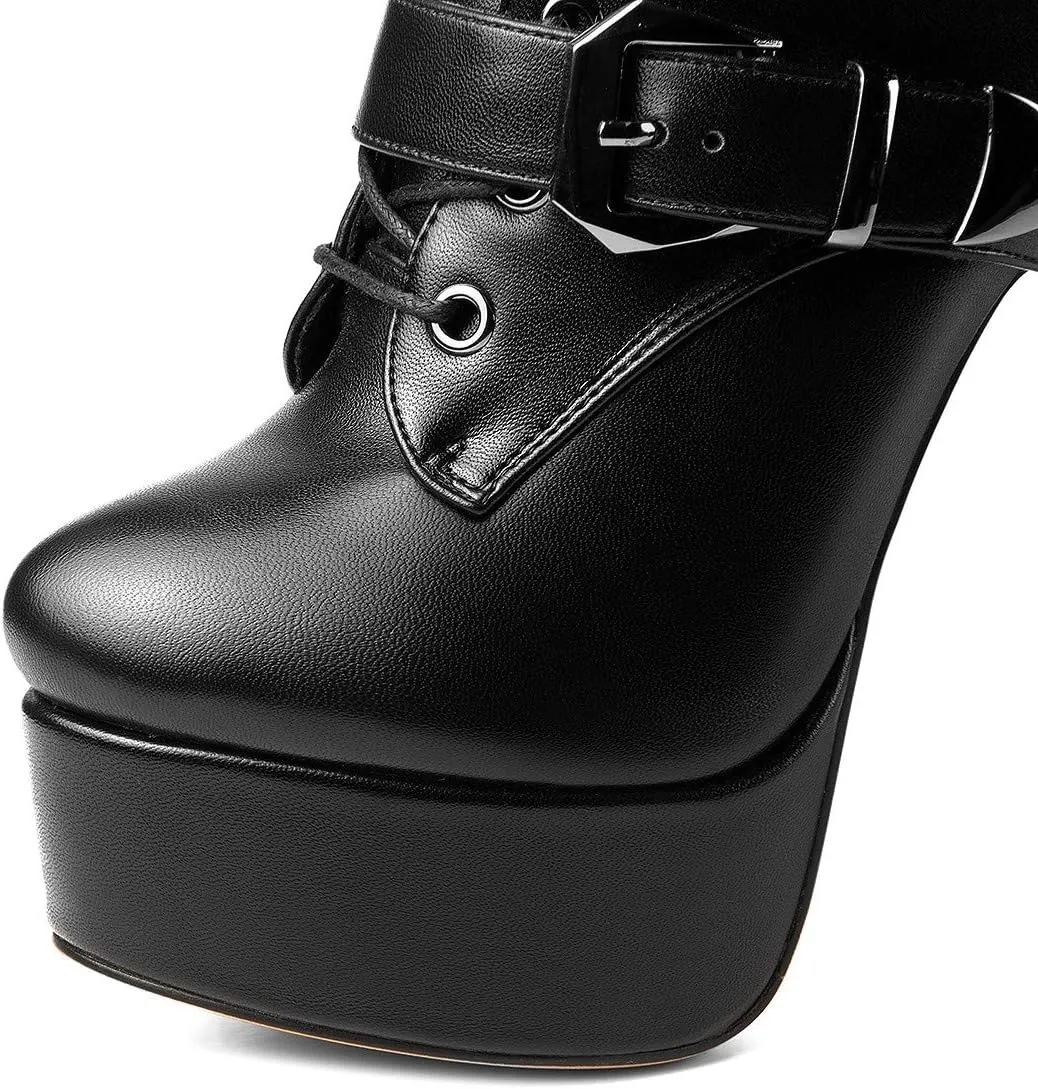ANN CREEK 'Batian' Ultra High Stiletto Heels Platform Lace Up Boots