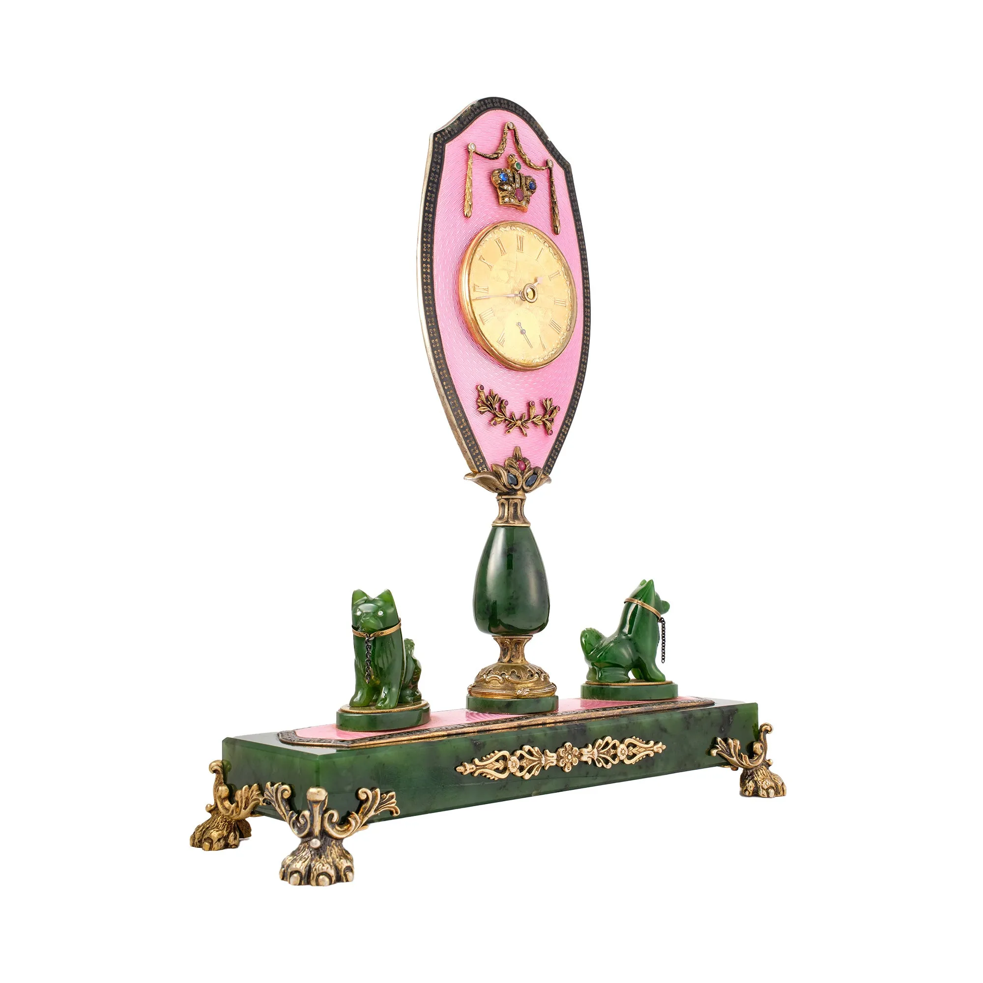Antique Art Deco Spinach Jade Clock