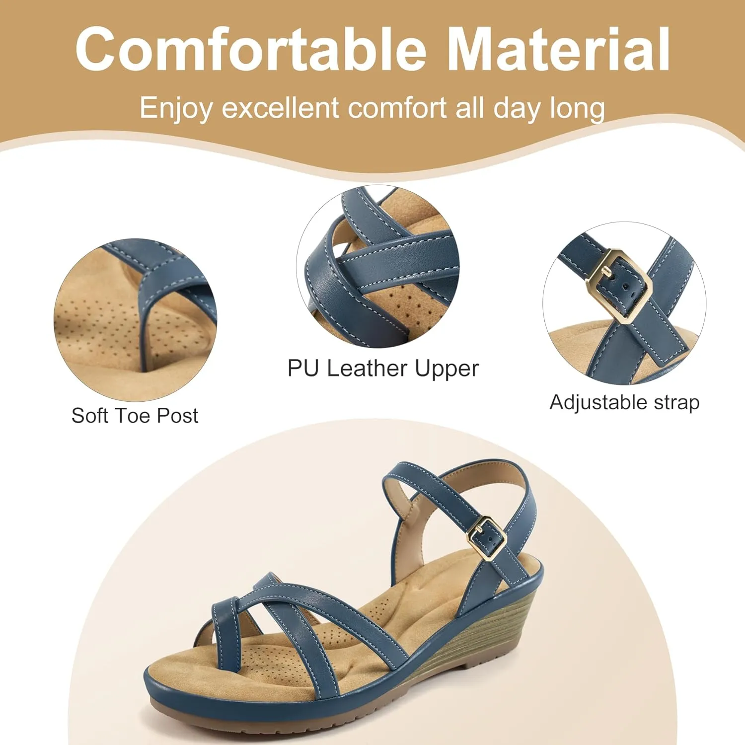 Aomigoct Dressy Womens Wedge Sandals: Comfortable Platform Work Sandals for Women 2025 - Casual Walking Wedding Shoes