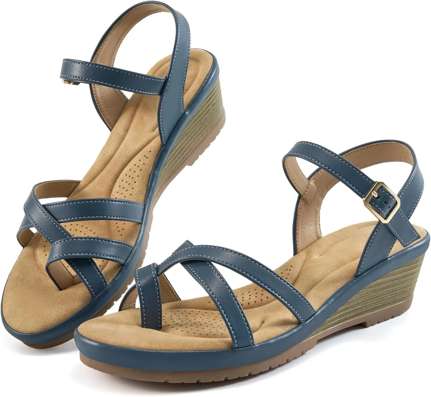 Aomigoct Dressy Womens Wedge Sandals: Comfortable Platform Work Sandals for Women 2025 - Casual Walking Wedding Shoes