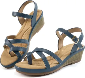 Aomigoct Dressy Womens Wedge Sandals: Comfortable Platform Work Sandals for Women 2025 - Casual Walking Wedding Shoes
