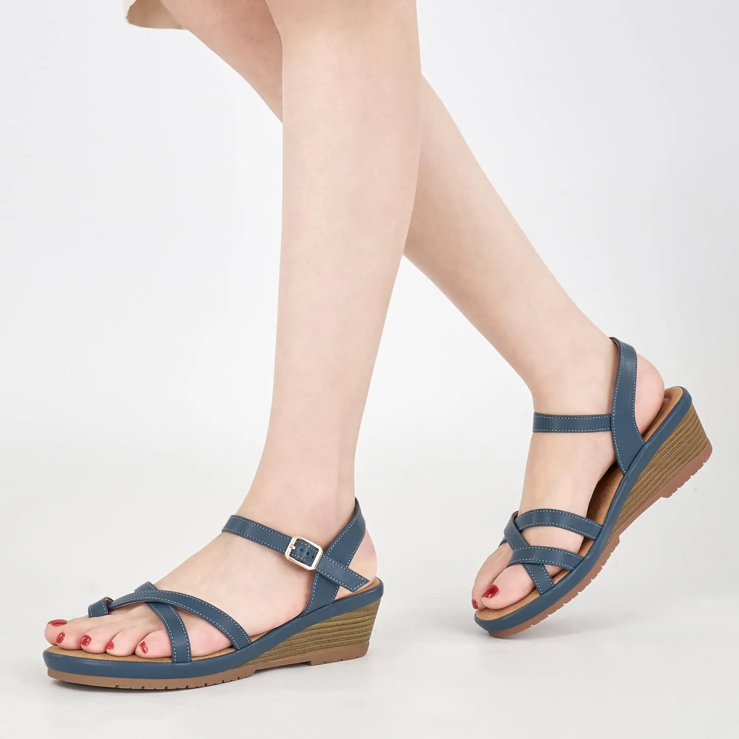 Aomigoct Dressy Womens Wedge Sandals: Comfortable Platform Work Sandals for Women 2025 - Casual Walking Wedding Shoes