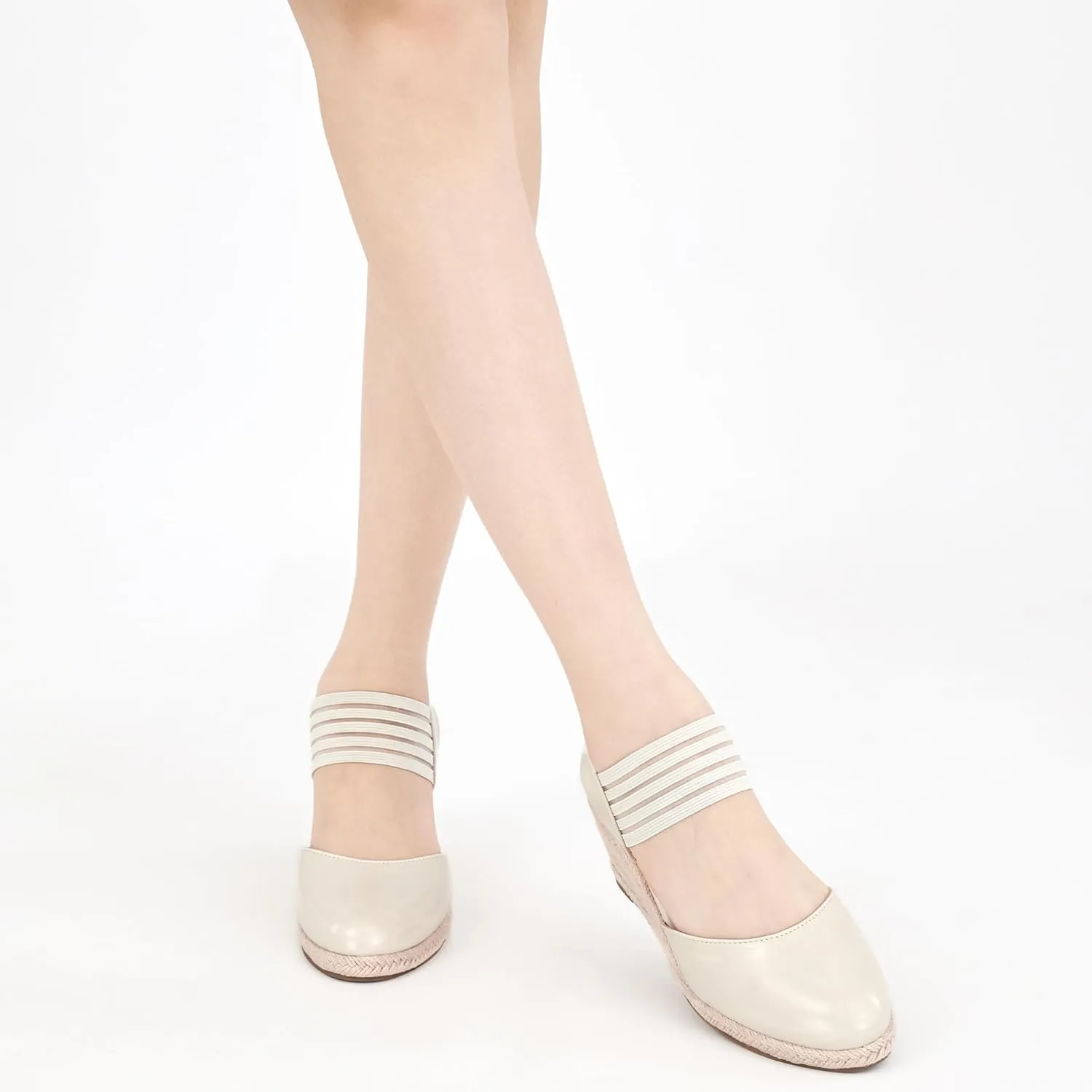 Aomigoct Wedge Sandals Dressy Women: Comfortable Elastic Strap Espadrille Wedges - Ladies Beach Casual Shoes