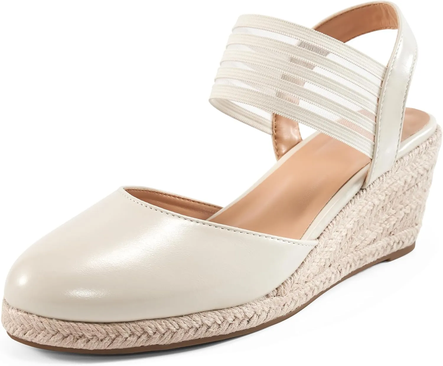 Aomigoct Wedge Sandals Dressy Women: Comfortable Elastic Strap Espadrille Wedges - Ladies Beach Casual Shoes