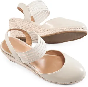 Aomigoct Wedge Sandals Dressy Women: Comfortable Elastic Strap Espadrille Wedges - Ladies Beach Casual Shoes
