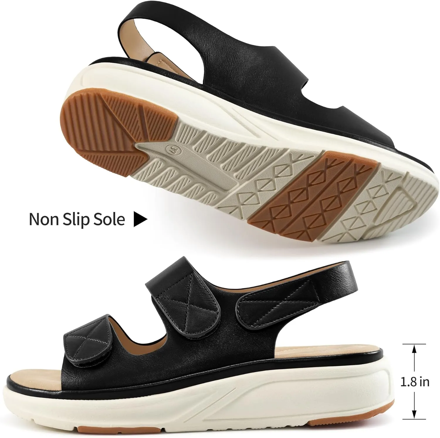 Aomigoct Womens Wedge Sandals Dressy: Comfortable Open Toe Wedges for Women - Casual Walking Platform Sandal