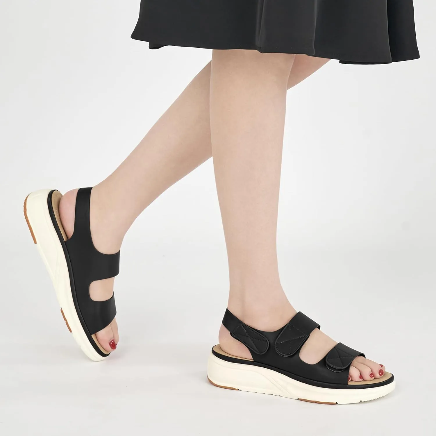 Aomigoct Womens Wedge Sandals Dressy: Comfortable Open Toe Wedges for Women - Casual Walking Platform Sandal