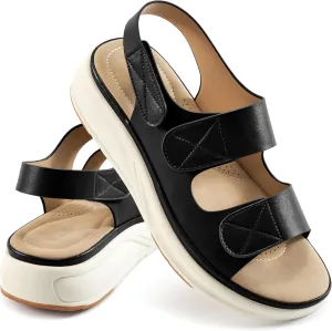 Aomigoct Womens Wedge Sandals Dressy: Comfortable Open Toe Wedges for Women - Casual Walking Platform Sandal
