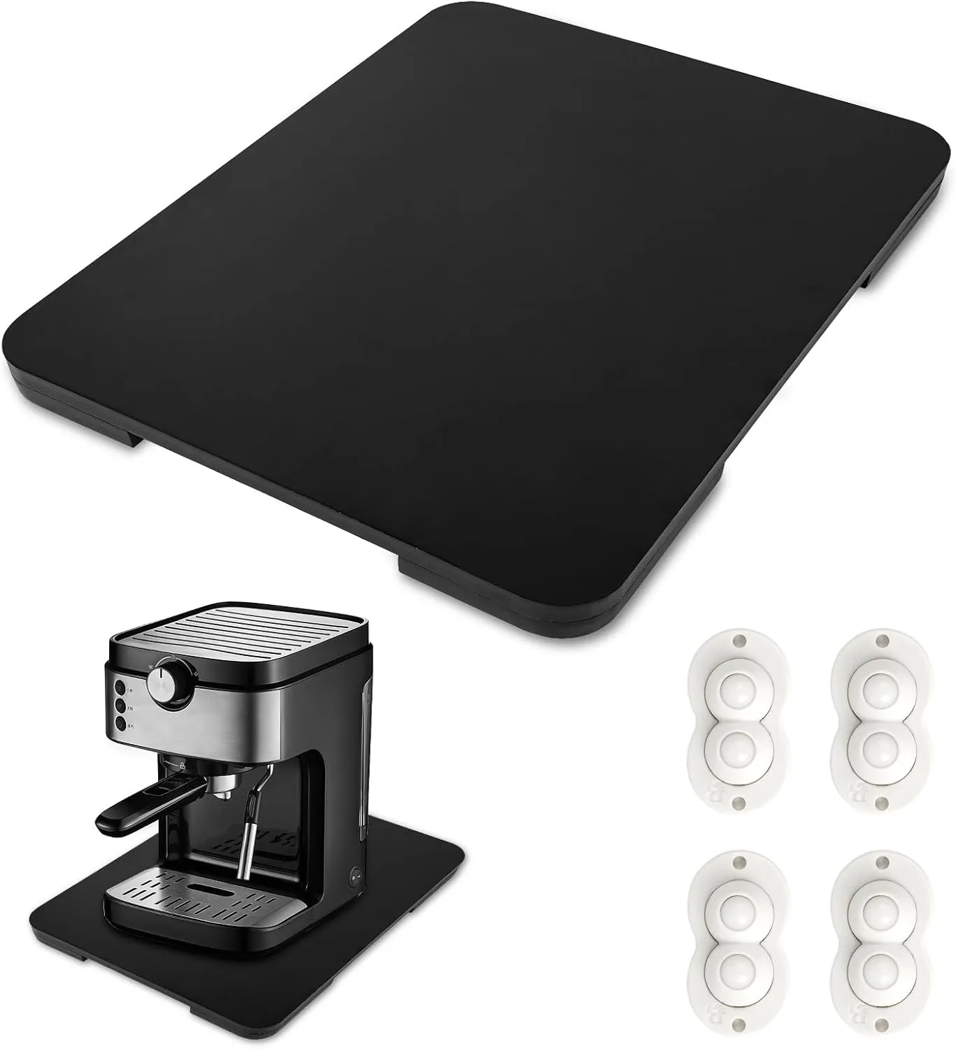 Appliance Slider 360° Rolling Tray for Coffee Maker, Wooden Sliding Tray for Coffee Maker Countertop, Coffee Maker Tray for Counter & Heavy Kitchen Appliances (16 x 11 inch)