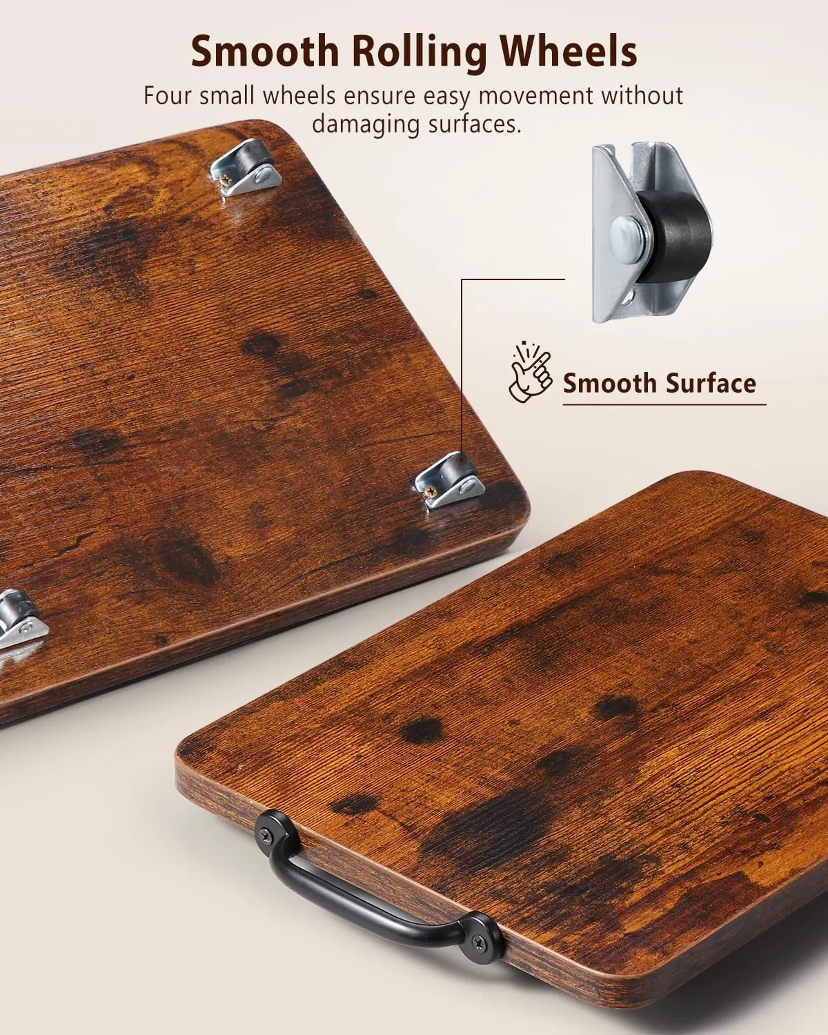 Appliance Slider, Sliding Tray for Coffee Maker, Coffee Pot Slider for Countertop, Kitchen Appliance Rolling Tray with Rubber Wheels (Rustic Brown, Medium - Long (9.5” X 13”))