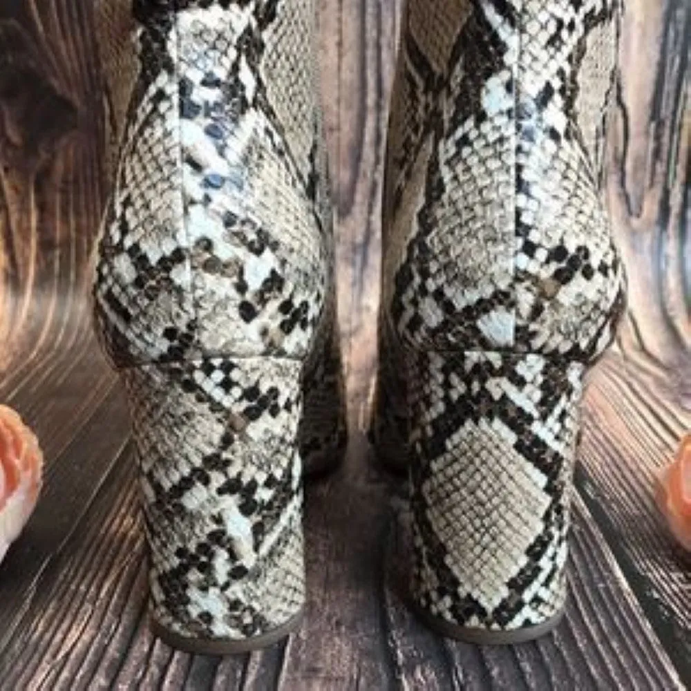 Aqua Snakeskin Synthetic Boots 8