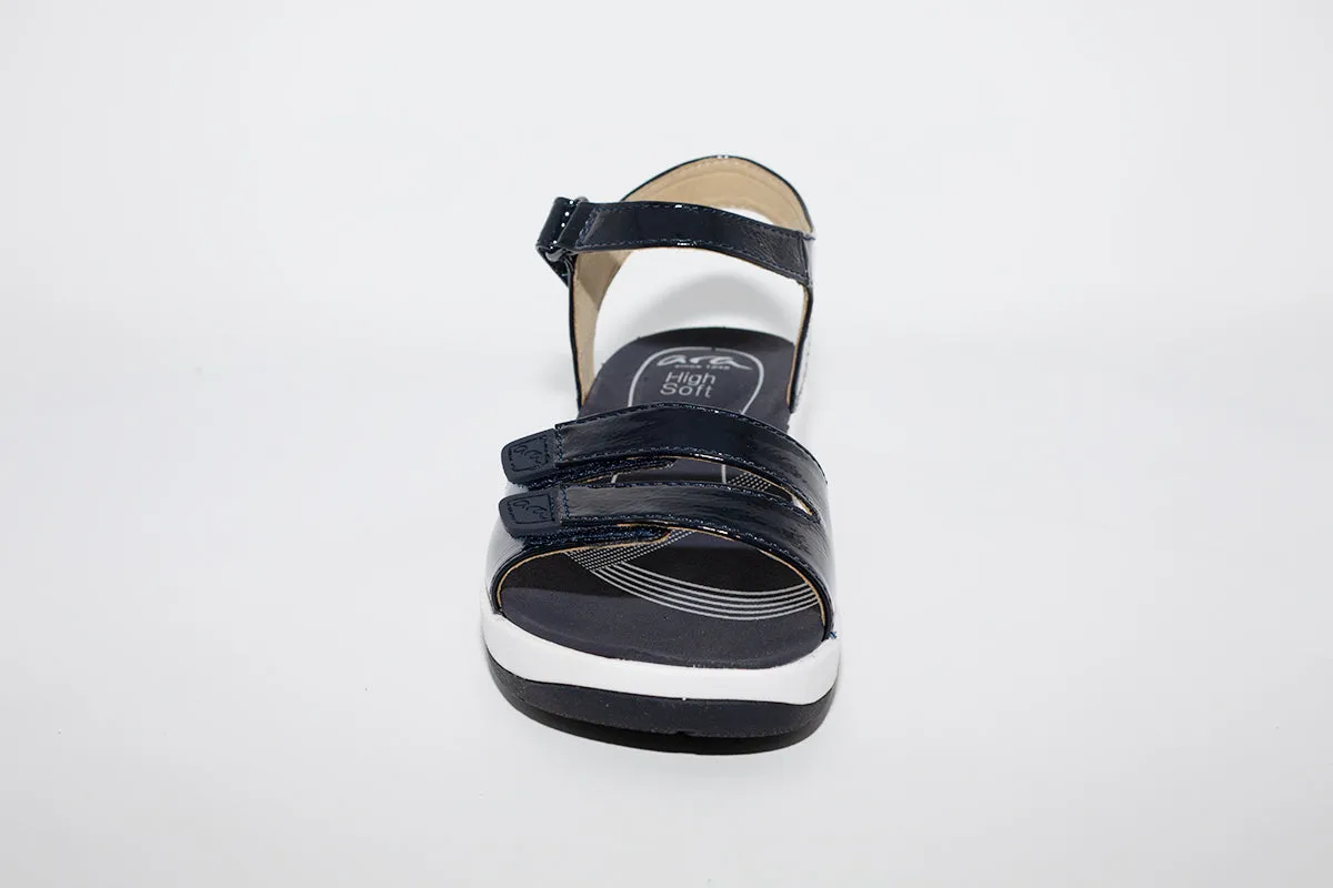 ARA - LOW WEDGE VELCRO SANDAL - NAVY
