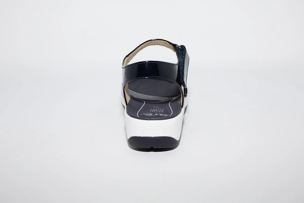 ARA - LOW WEDGE VELCRO SANDAL - NAVY
