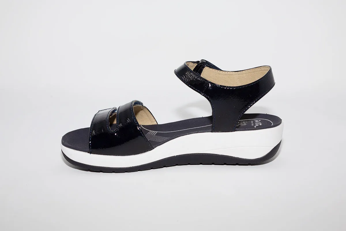 ARA - LOW WEDGE VELCRO SANDAL - NAVY