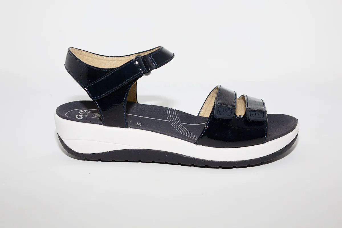 ARA - LOW WEDGE VELCRO SANDAL - NAVY