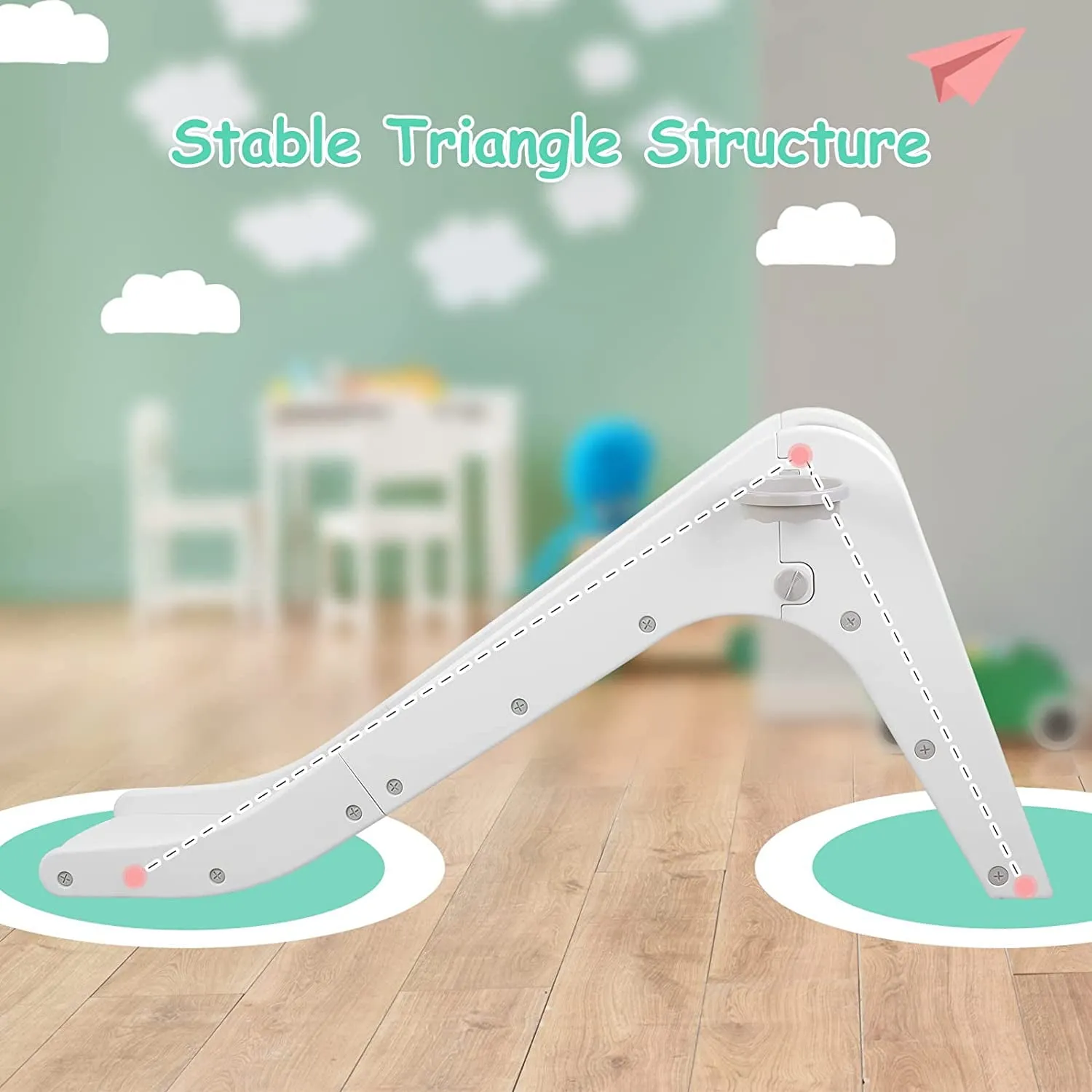 Arlopu Sturdy Kids Slide, Toddler Slide Play Climber with Basketball Hoop & Ball, Indoor Outdoor Playground Playset
