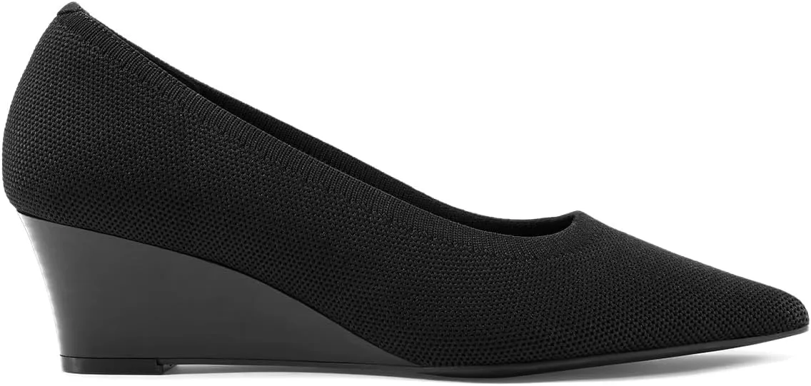 Arromic Women's Wedge Pumps Pointed Low Heel Wedge Dress Shoes Closed Toe Wedges Pumps for Women Comfort Work Casual Daily Dressy - 2inch