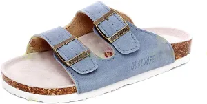 Asifn Women Men Slide Cork Sandal Flat Adjustable Strap Buckle Slip on Casual Open Toe Shoes Suede Summer