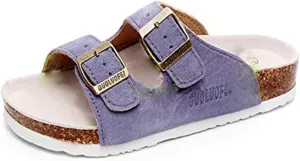 Asifn Women Men Slide Cork Sandal Flat Adjustable Strap Buckle Slip on Casual Open Toe Shoes Suede Summer