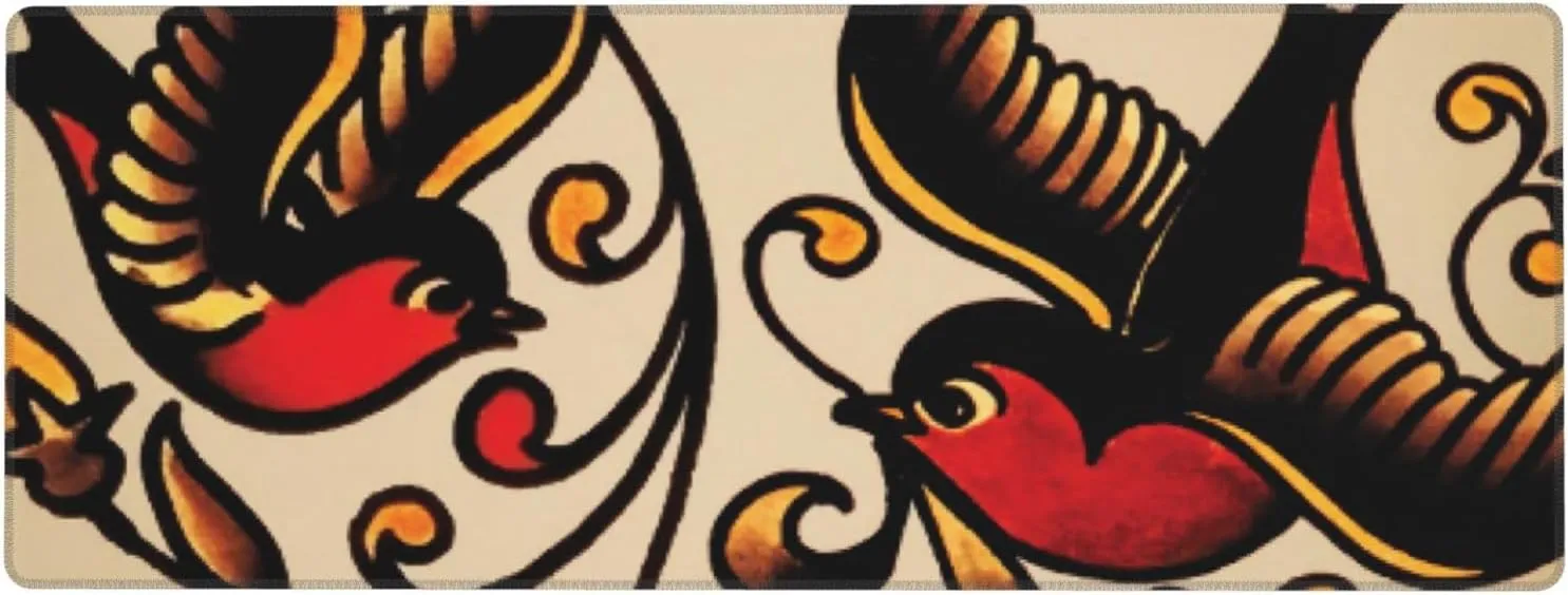 Astilnet Sailor Jerry Tattoo Large Mouse Pad 31x12 Inch Long Extended Keyboard Mad Gaming Mouse Mat Non Slip Desk Pad