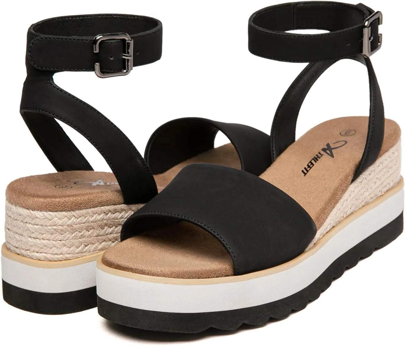 Athlefit Women's Platform Sandals Buckle Ankle Strap Open Toe Espadrille Wedge Sandals