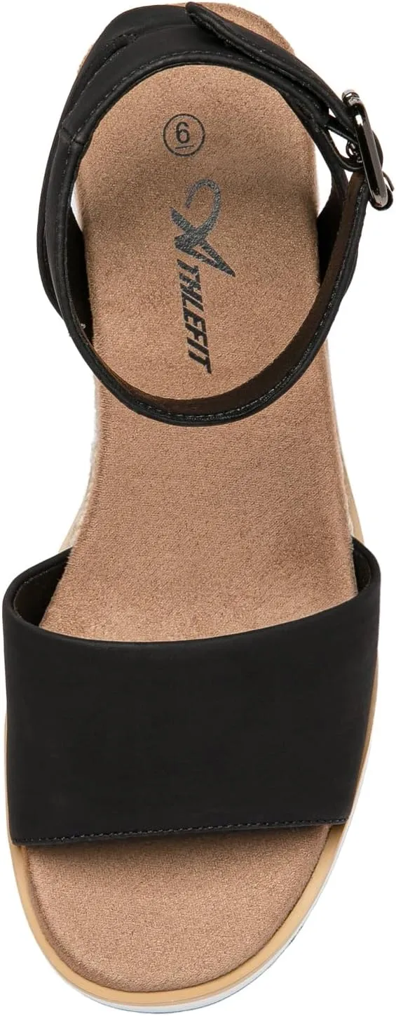 Athlefit Women's Platform Sandals Buckle Ankle Strap Open Toe Espadrille Wedge Sandals
