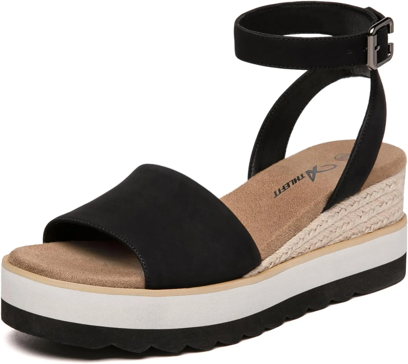 Athlefit Women's Platform Sandals Buckle Ankle Strap Open Toe Espadrille Wedge Sandals