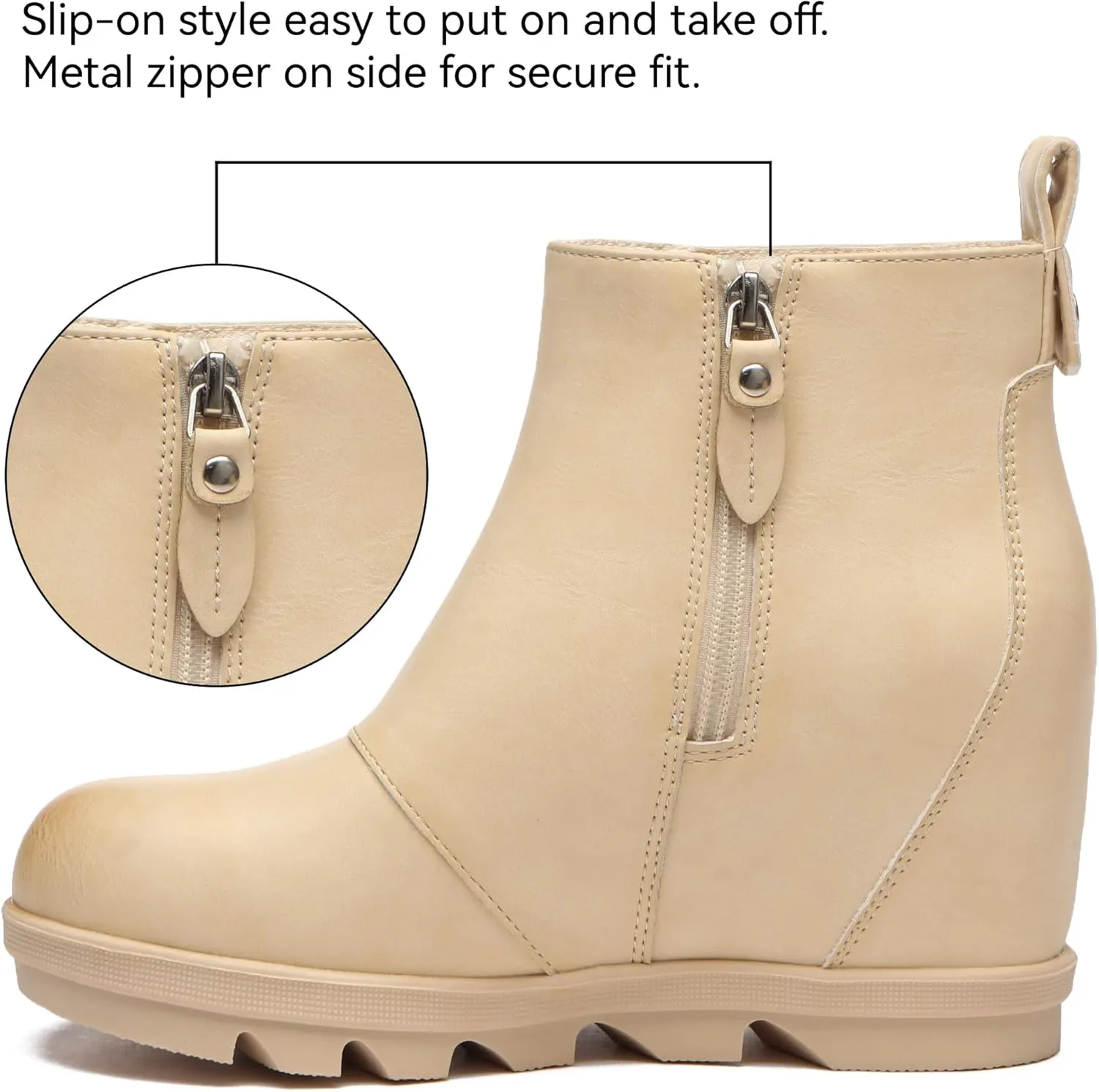 Athlefit Women's Wedge Boots Comfortable Ankle Wedge Booties