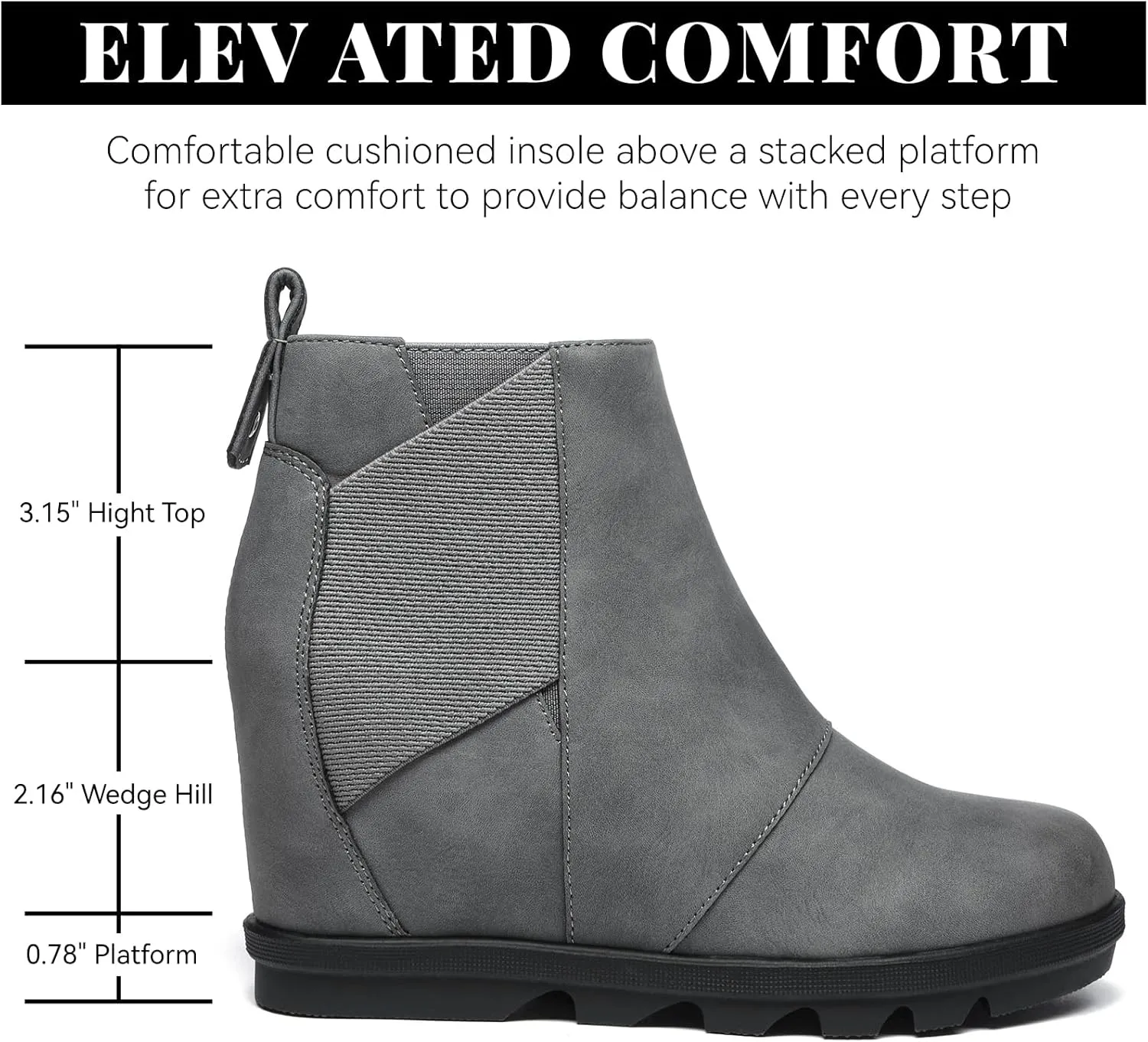 Athlefit Women's Wedge Boots Comfortable Ankle Wedge Booties