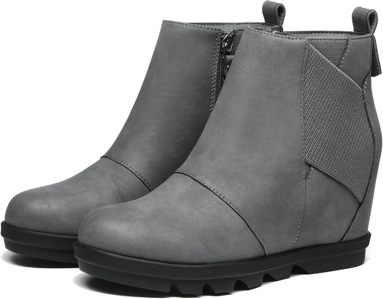 Athlefit Women's Wedge Boots Comfortable Ankle Wedge Booties