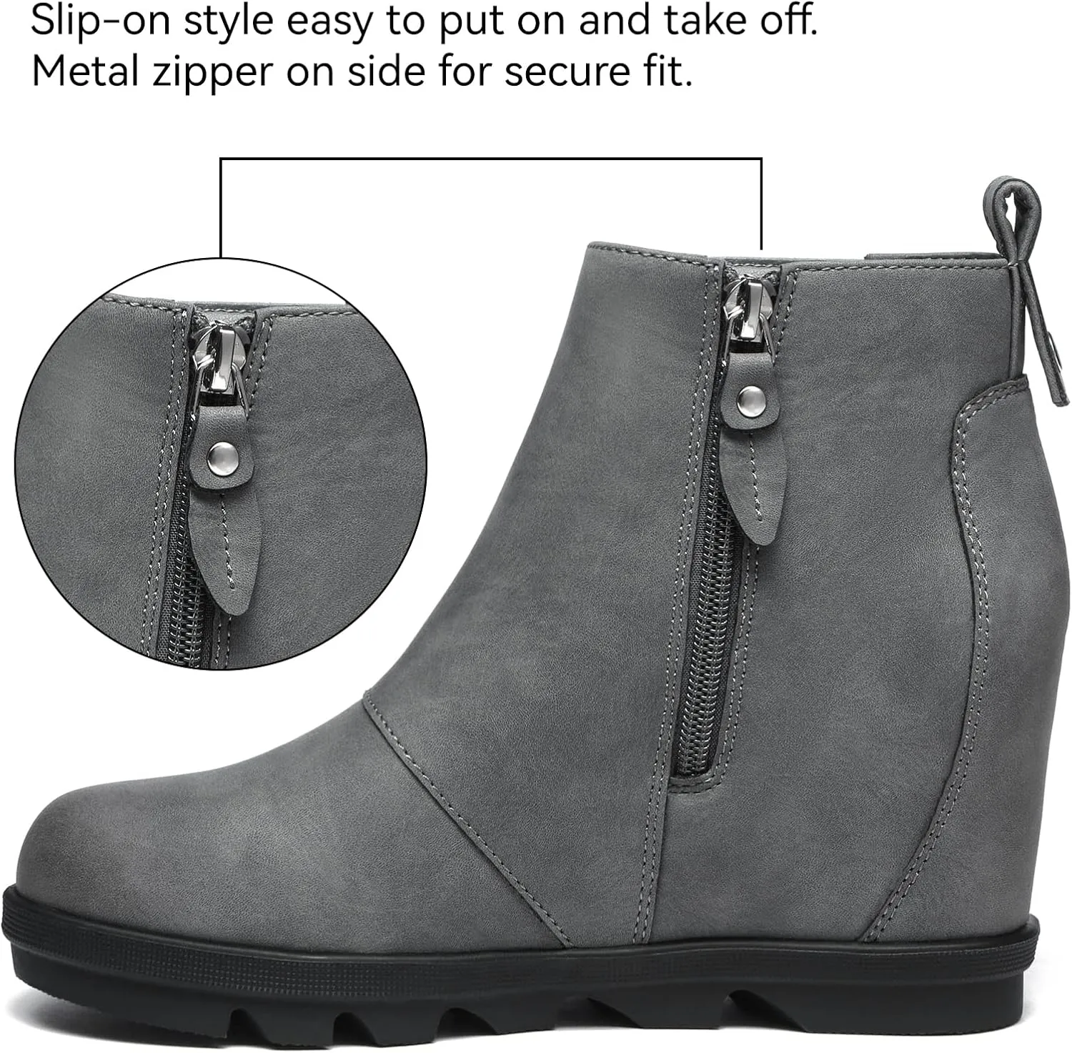 Athlefit Women's Wedge Boots Comfortable Ankle Wedge Booties