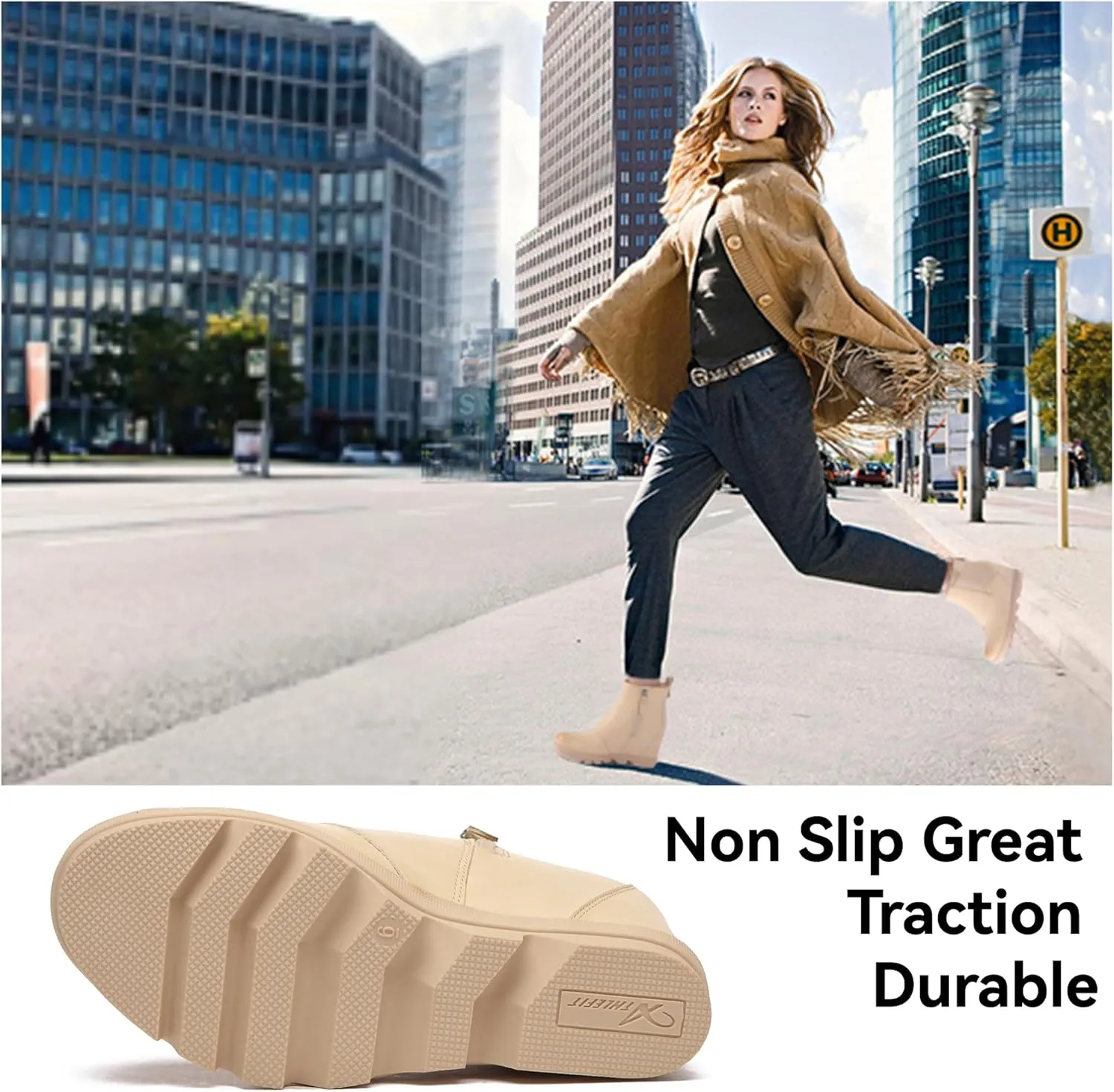 Athlefit Women's Wedge Boots Comfortable Ankle Wedge Booties