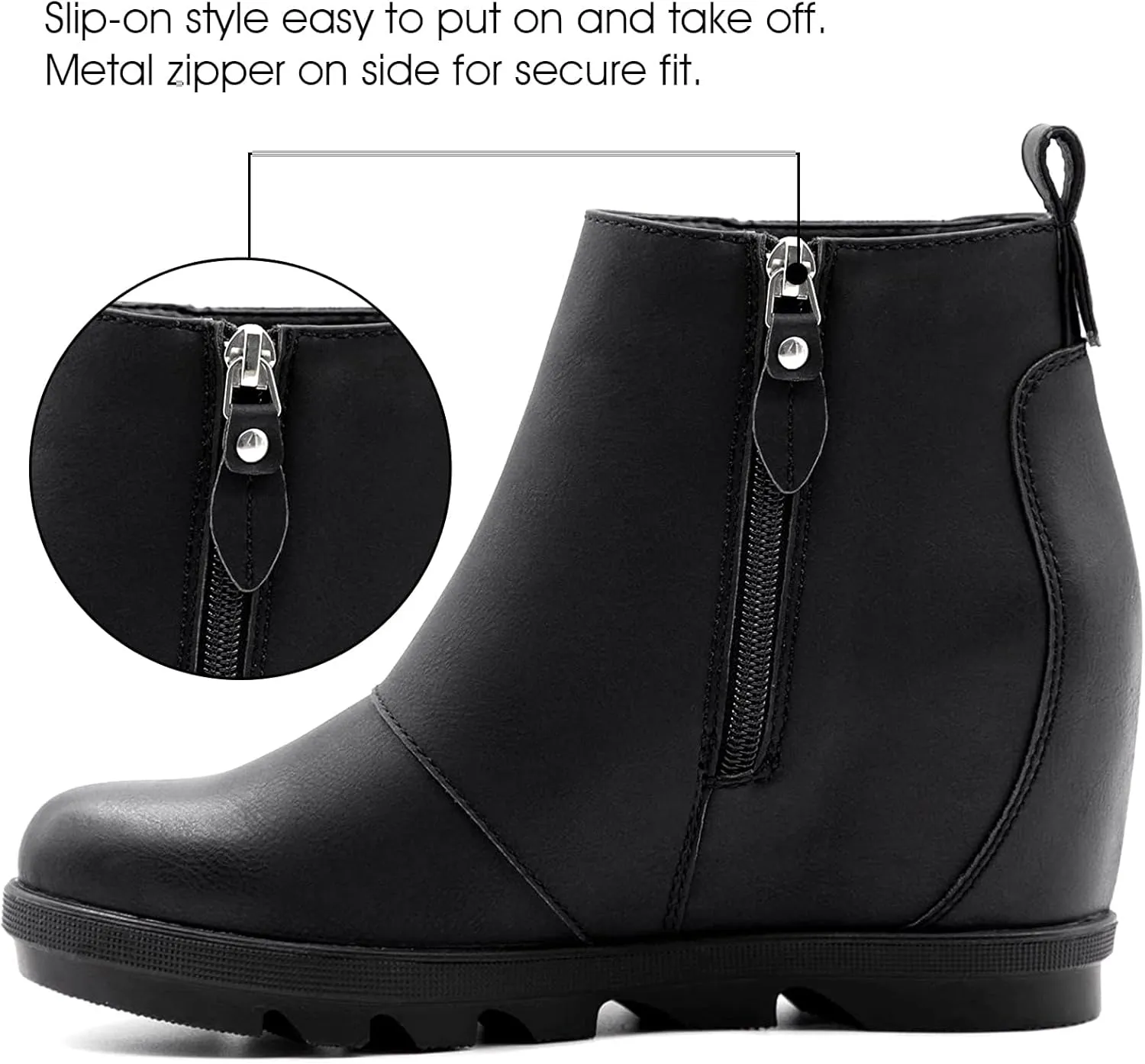 Athlefit Women's Wedge Boots Comfortable Ankle Wedge Booties