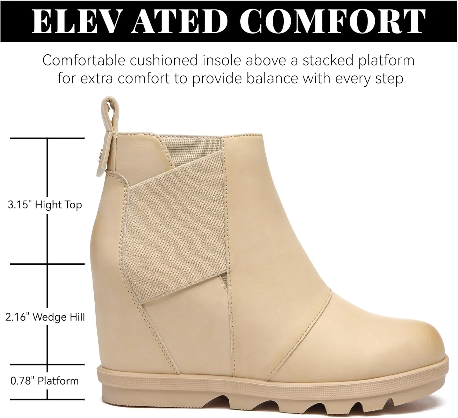 Athlefit Women's Wedge Boots Comfortable Ankle Wedge Booties