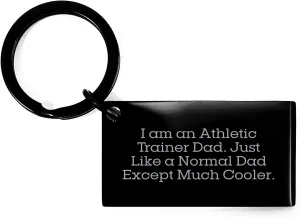 Athletic Trainer Dad Keychain, Funny Gift for Athletic Trainers from Men, Unique Christmas Memorable Present for Friends, Black Stainless Steel Keychain