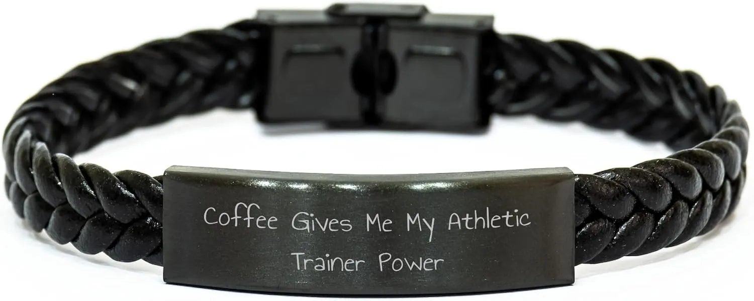 Athletic Trainer Power Gifts from Friends and Family, Funny Quote Interlaced Leather Bracelet for Mom, Unique Mother's Day Unique Gifts for Her, Leather Strap for Women and Men