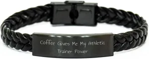 Athletic Trainer Power Gifts from Friends and Family, Funny Quote Interlaced Leather Bracelet for Mom, Unique Mother's Day Unique Gifts for Her, Leather Strap for Women and Men
