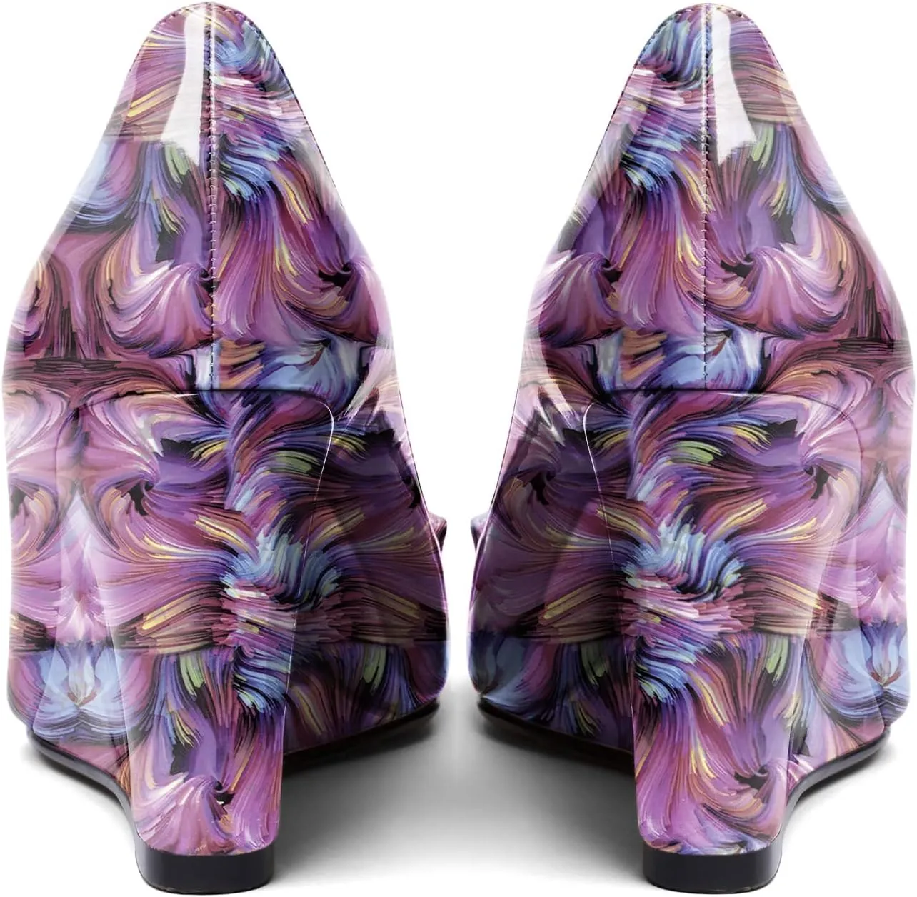 AUMOTED Women Wedge Heels Pumps Pointed Toe Slip on High Heeled Bow Heels Classic Wedge Heel Dress Shoes for Office Wedding Work Evening 3.5 Inches