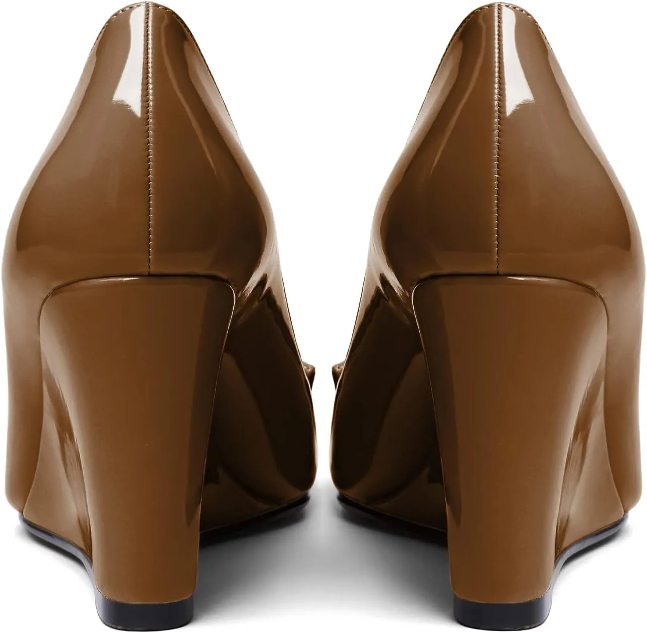 AUMOTED Women Wedge Heels Pumps Pointed Toe Slip on High Heeled Bow Heels Classic Wedge Heel Dress Shoes for Office Wedding Work Evening 3.5 Inches