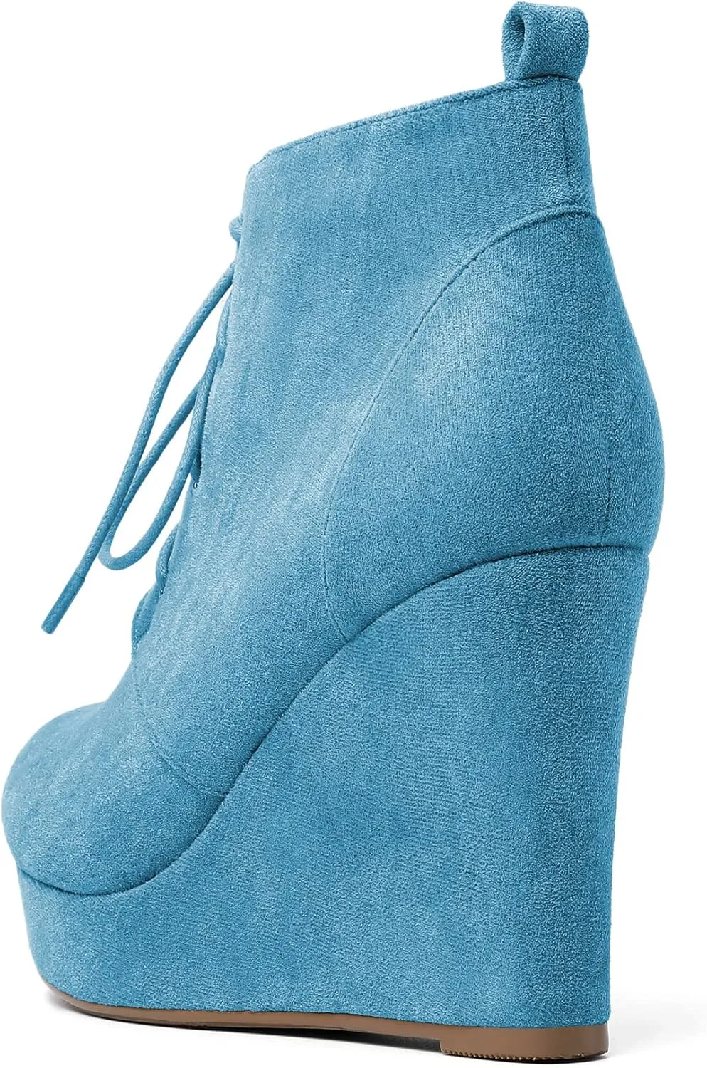 AUMOTED Women's Ankle Boots Wedge Platform Bootie Round Toe Lace up Wedge Heels Boots 4 Inch Warm Boots for Party Evening Shoes