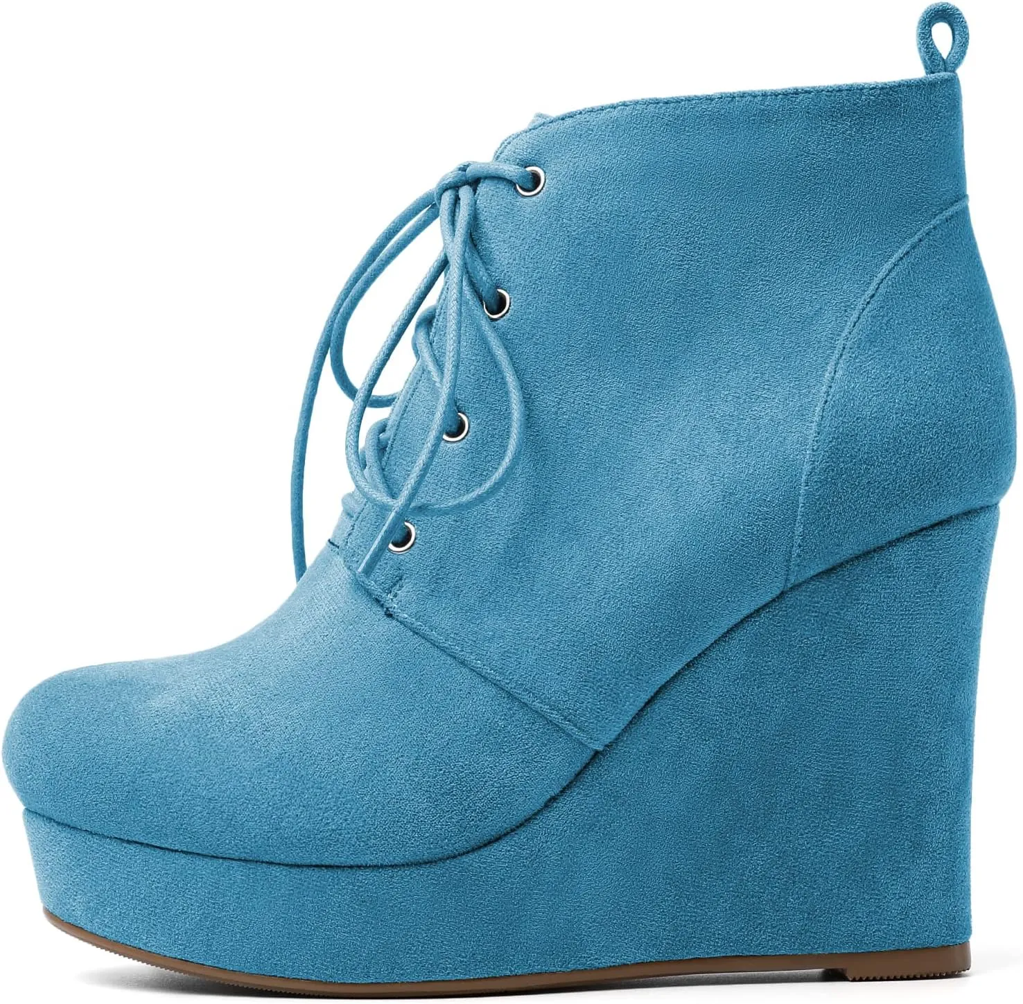 AUMOTED Women's Ankle Boots Wedge Platform Bootie Round Toe Lace up Wedge Heels Boots 4 Inch Warm Boots for Party Evening Shoes