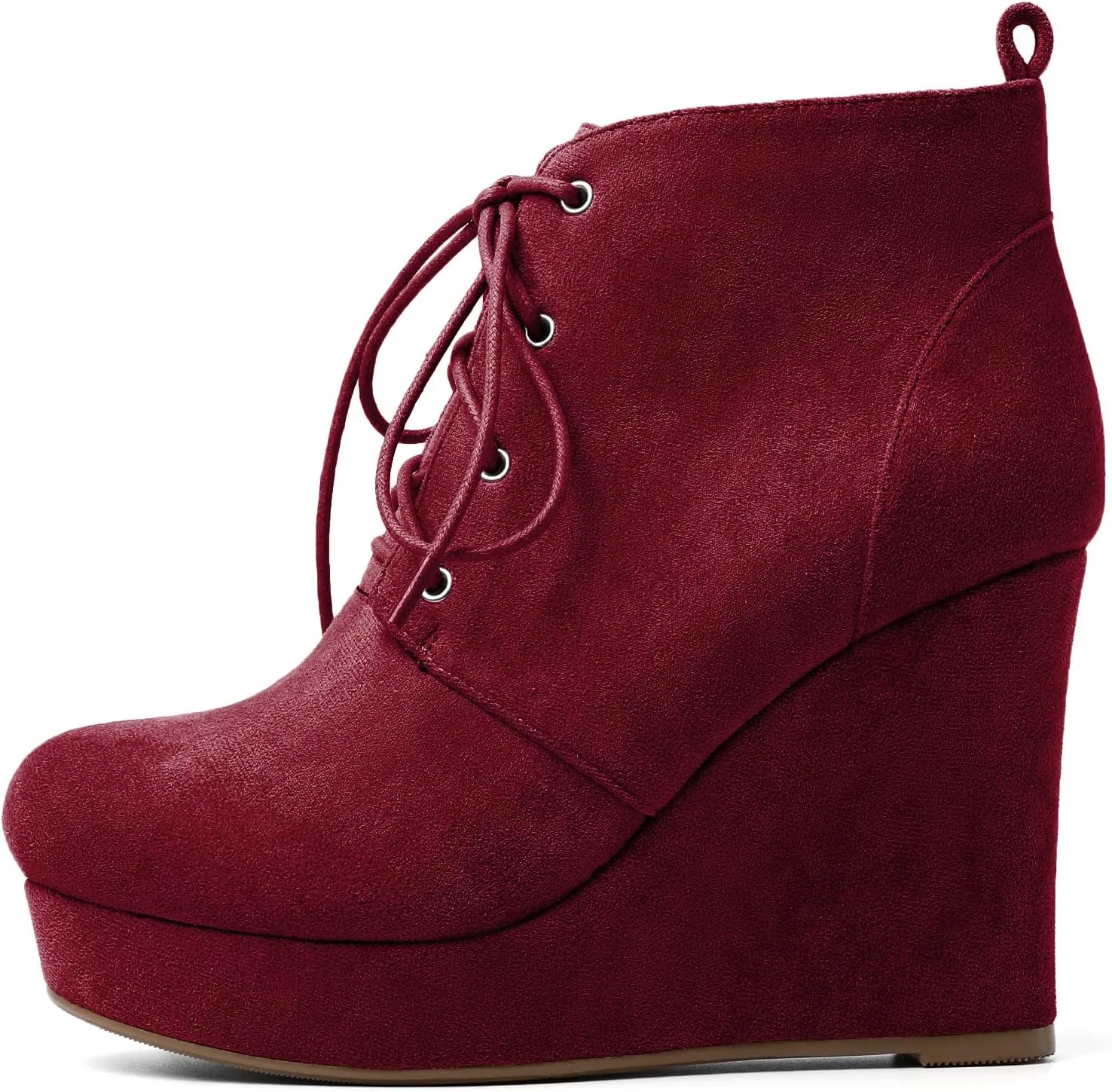 AUMOTED Women's Ankle Boots Wedge Platform Bootie Round Toe Lace up Wedge Heels Boots 4 Inch Warm Boots for Party Evening Shoes