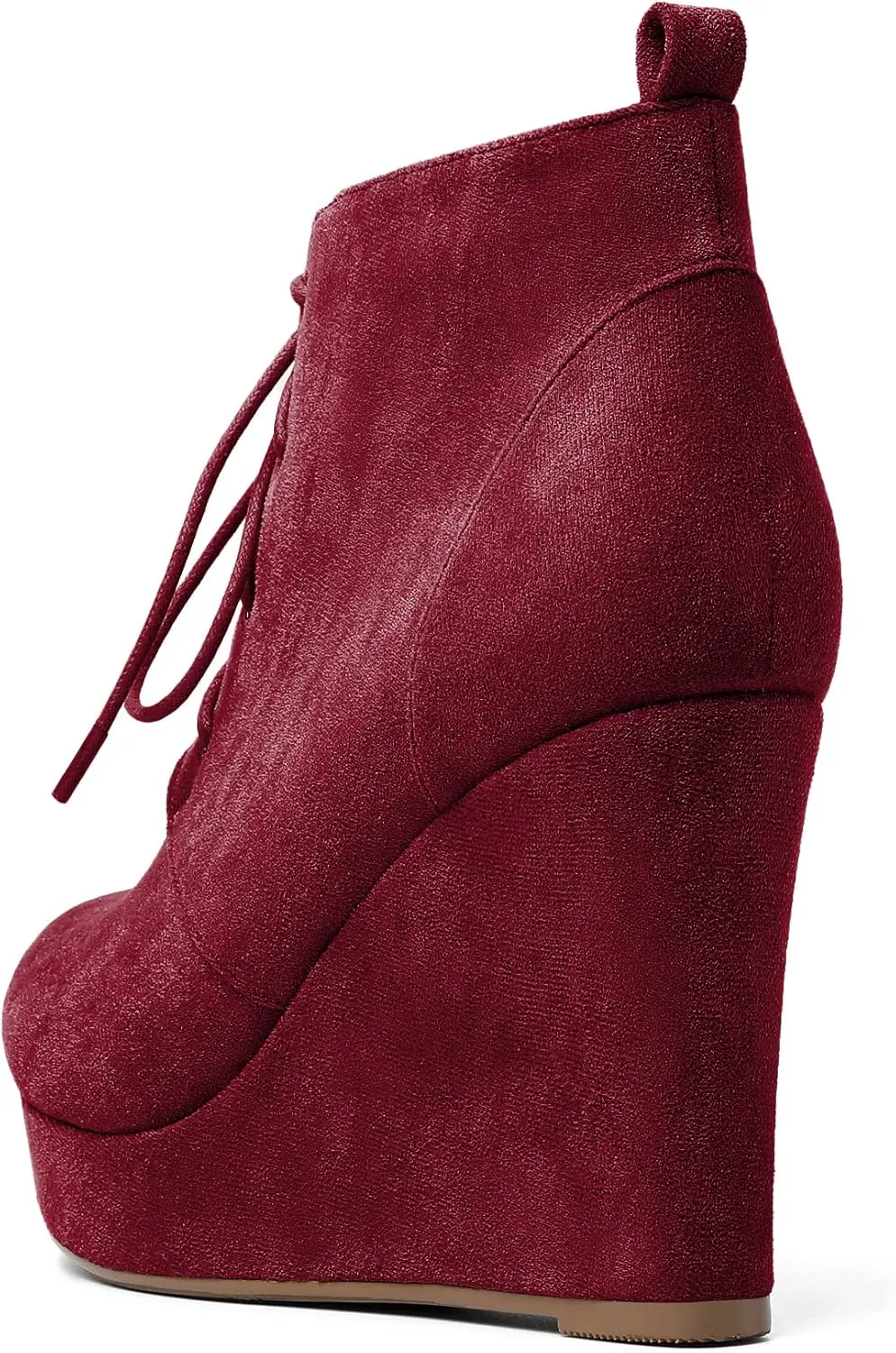 AUMOTED Women's Ankle Boots Wedge Platform Bootie Round Toe Lace up Wedge Heels Boots 4 Inch Warm Boots for Party Evening Shoes