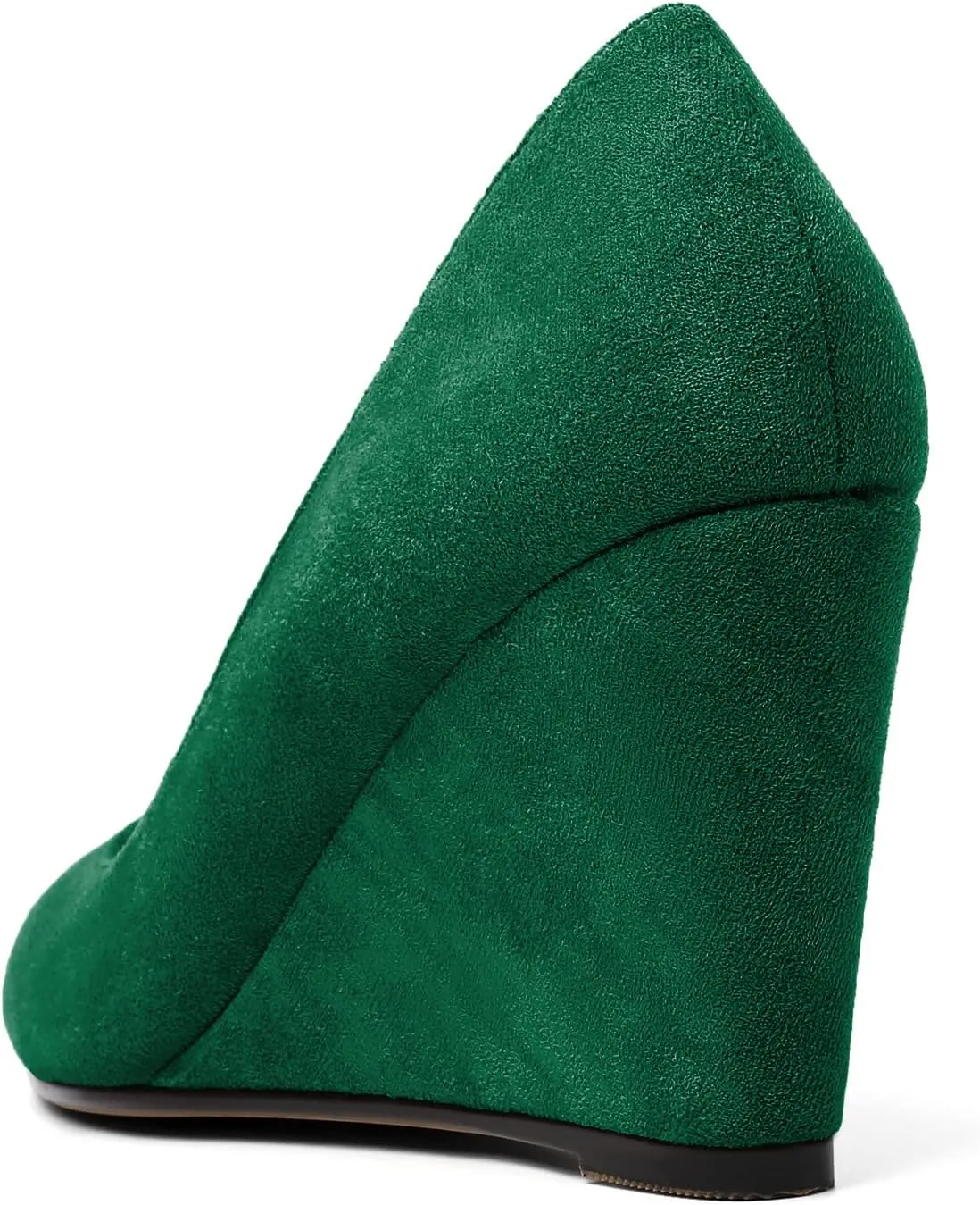 AUMOTED Women's Wedges Heel Pumps Solid Solid Closed Round Toe Wedge Pumps Slip On 3.5 Inch Wedge Suede Heels for Dress Working Evening