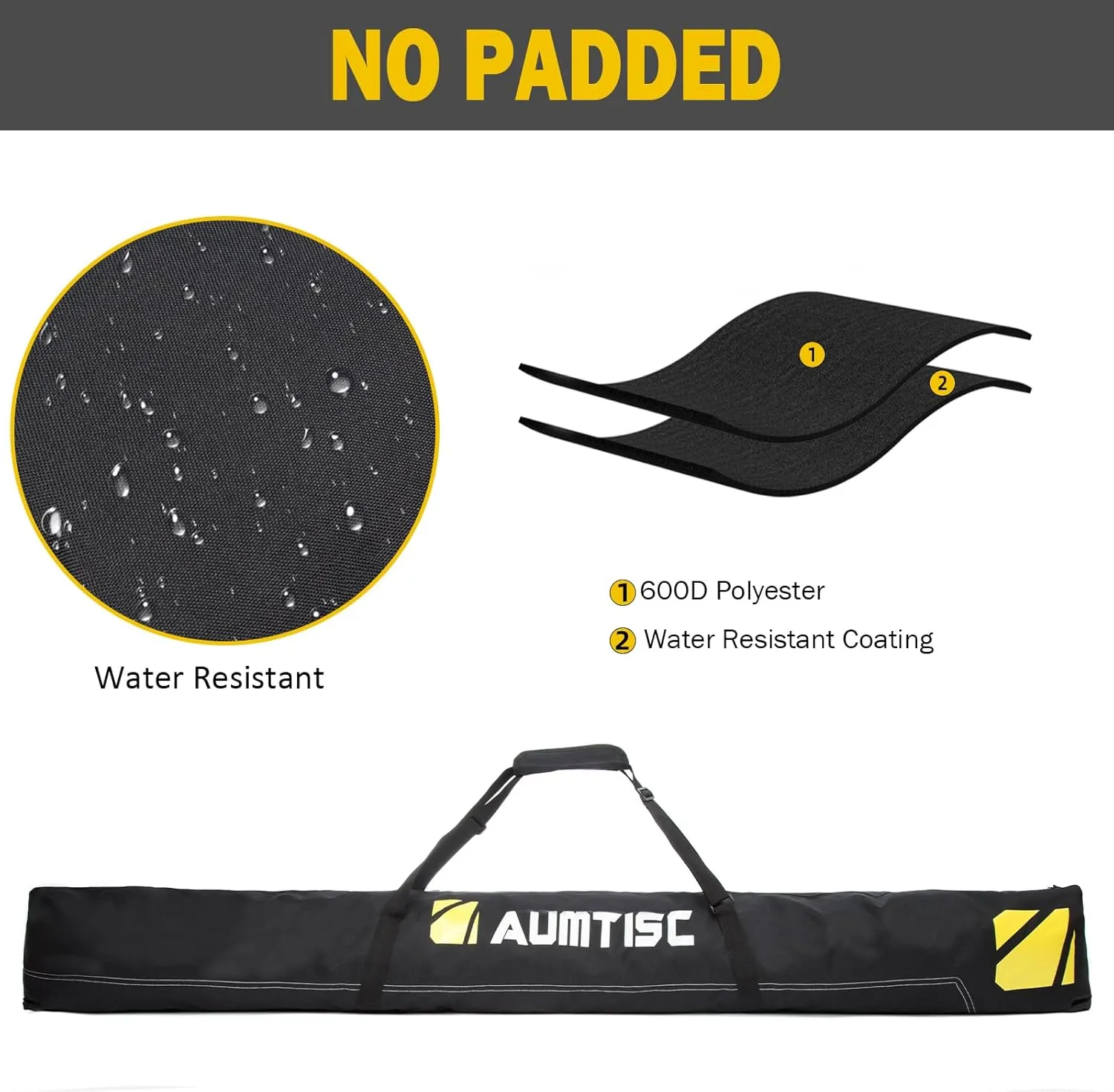 AUMTISC Ski Bag and Boot Bag Combo, Padded Ski Bags for Air Travel Flying, Adjustable Length for Skis Up to 200 cm and Boots Up to Size 13